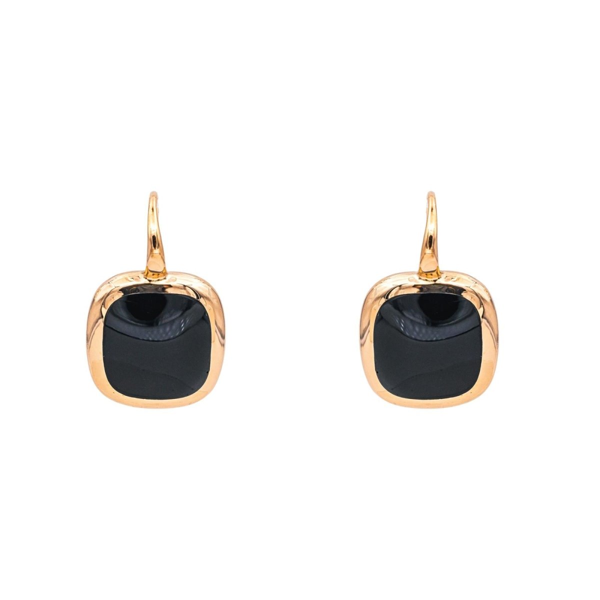 Boucles d'oreilles Dormeuses en or rose et onyx - Castafiore