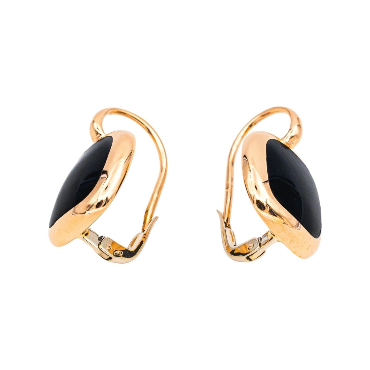Boucles d'oreilles Dormeuses en or rose et onyx - Castafiore