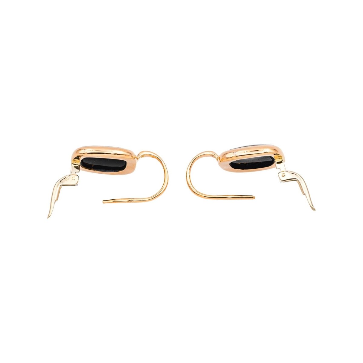 Boucles d'oreilles Dormeuses en or rose et onyx - Castafiore