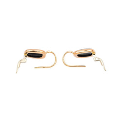 Boucles d'oreilles Dormeuses en or rose et onyx - Castafiore