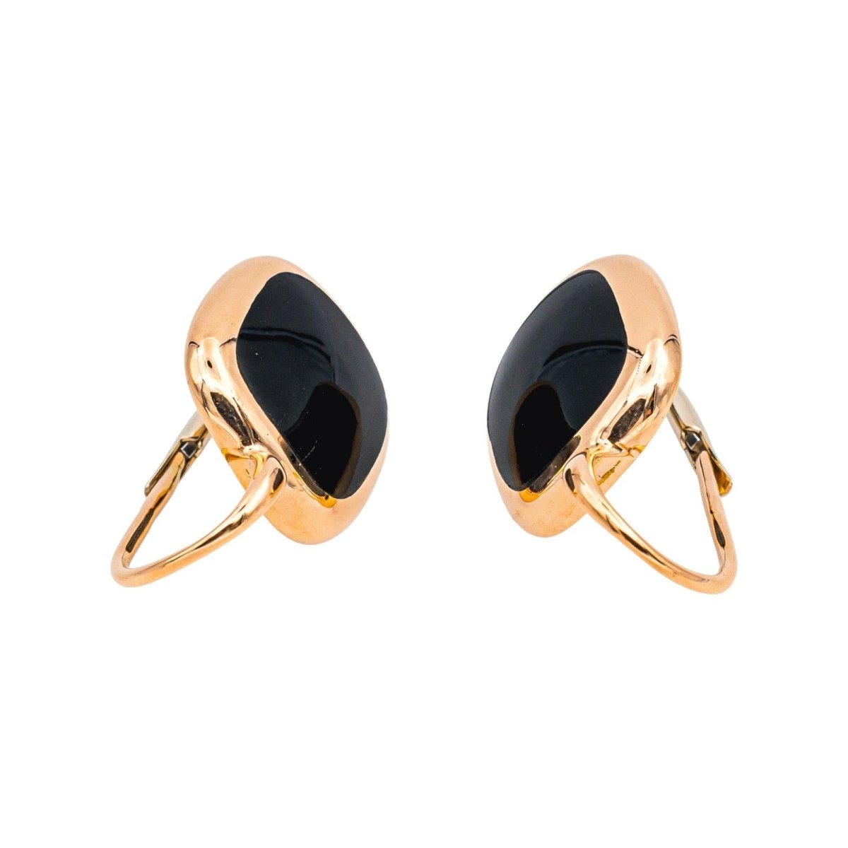 Boucles d'oreilles Dormeuses en or rose et onyx - Castafiore