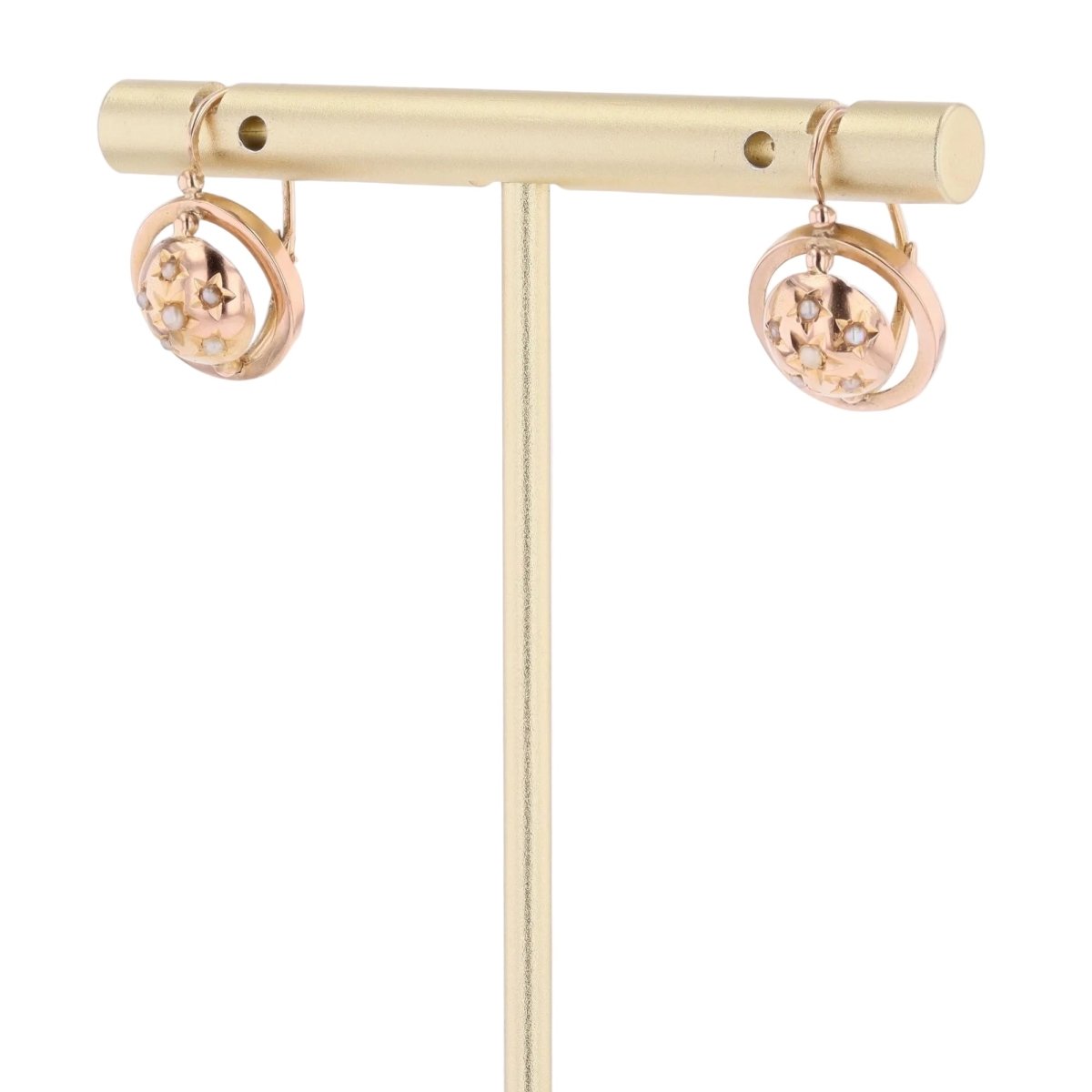 Boucles d'oreilles Dormeuses en or rose et perles - Castafiore