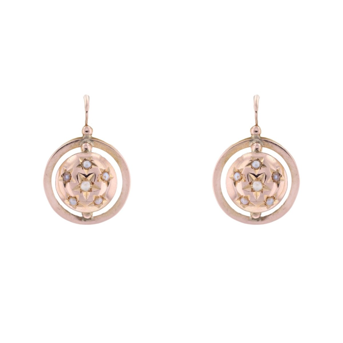 Boucles d'oreilles Dormeuses en or rose et perles - Castafiore