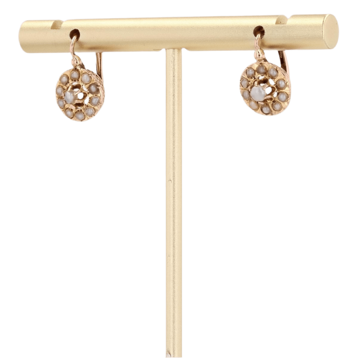 Boucles d'oreilles Dormeuses en or rose et perles - Castafiore