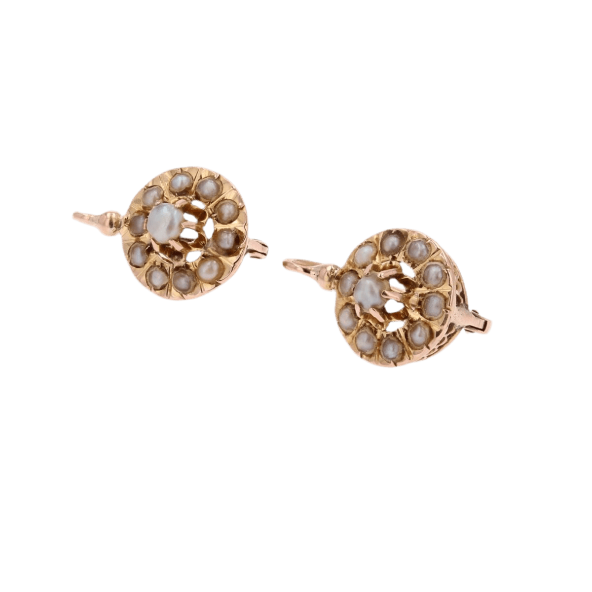 Boucles d'oreilles Dormeuses en or rose et perles - Castafiore