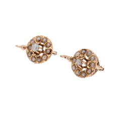 Boucles d'oreilles Dormeuses en or rose et perles - Castafiore