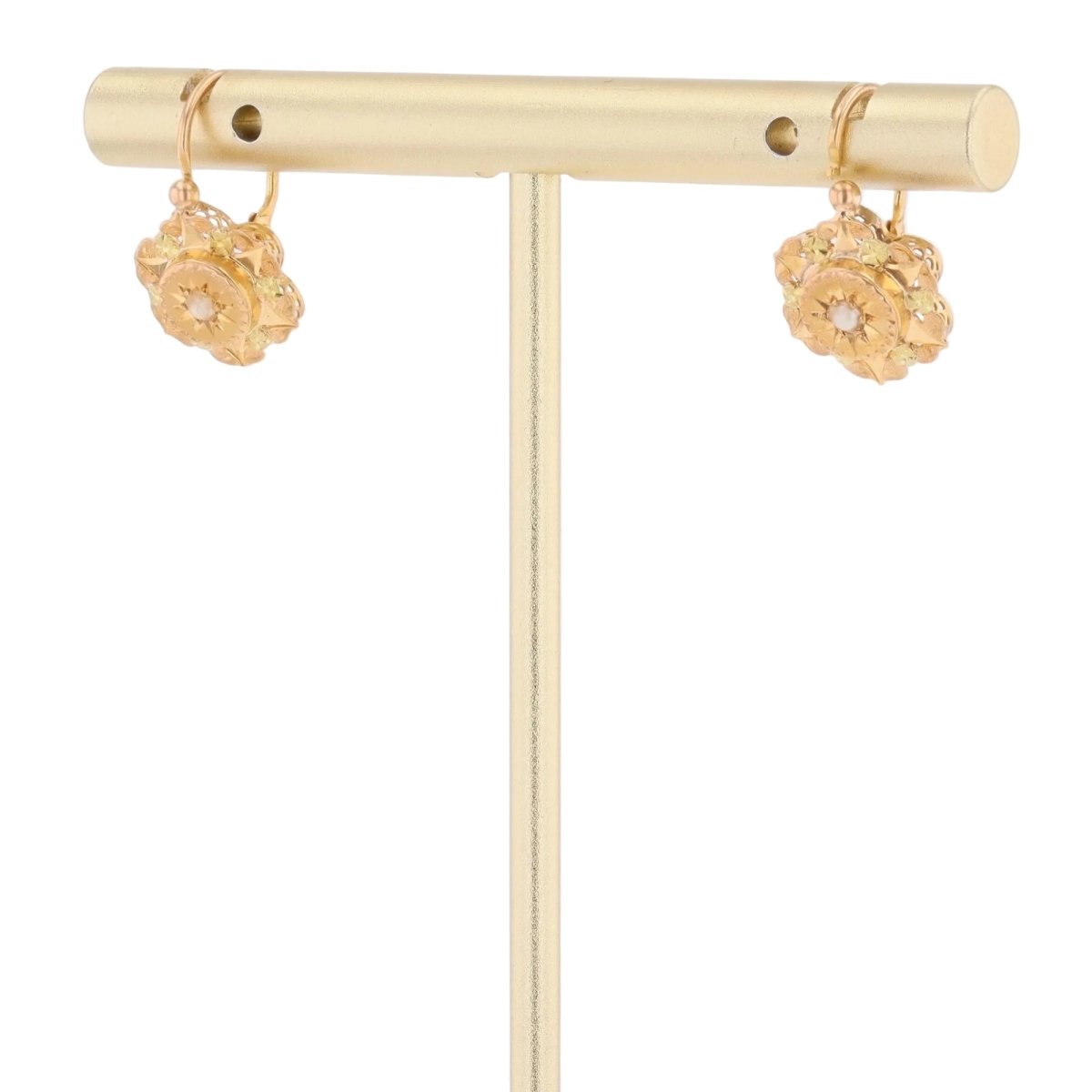 Boucles d'oreilles Dormeuses en or rose et perles - Castafiore