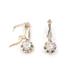 Boucles d'oreilles Dormeuses en or rose, platine et diamant - Castafiore