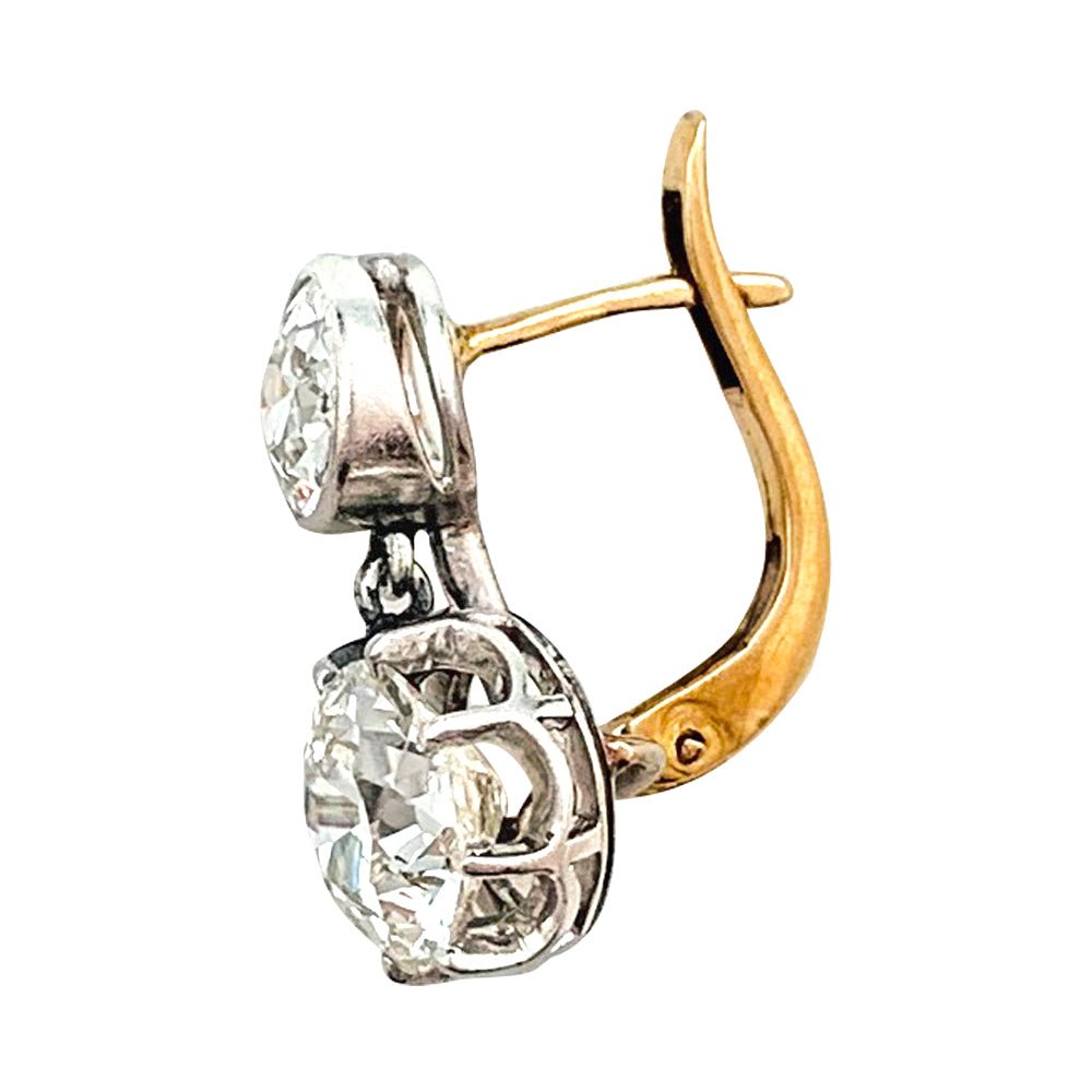 Boucles d'oreilles Dormeuses en or rose, platine et diamants - Castafiore