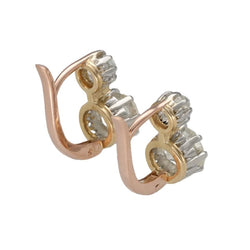Boucles d'oreilles Dormeuses en or rose, platine et diamants - Castafiore
