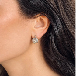 Boucles d'oreilles Dormeuses en or rose, platine et diamants - Castafiore
