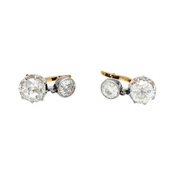 Boucles d'oreilles Dormeuses en or rose, platine et diamants - Castafiore