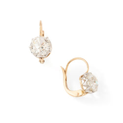 Boucles d'oreilles Dormeuses en or rose, platine et diamants - Castafiore