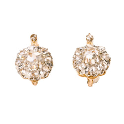 Boucles d'oreilles Dormeuses en or rose, platine et diamants - Castafiore