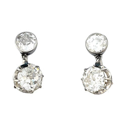 Boucles d'oreilles Dormeuses en or rose, platine et diamants - Castafiore