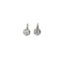 Boucles d'oreilles Dormeuses en or rose, platine, et diamants - Castafiore