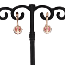 Boucles d'oreilles Dormeuses en or rose, platine et grenats - Castafiore