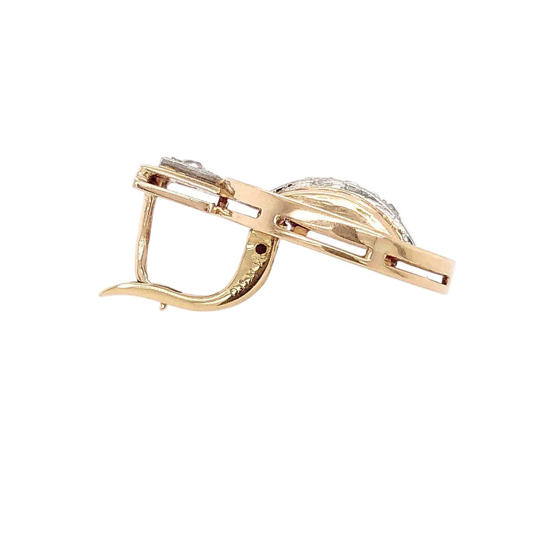 Boucles d'oreilles Dormeuses en or rose, platine, rubis et diamants - Castafiore