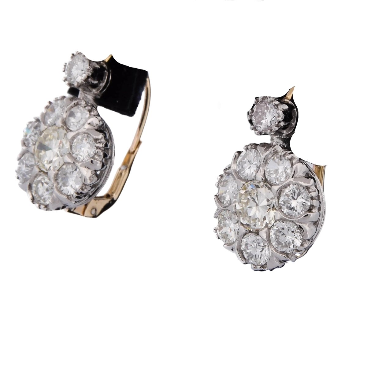 Boucles d'oreilles Dormeuses en platine et diamants - Castafiore