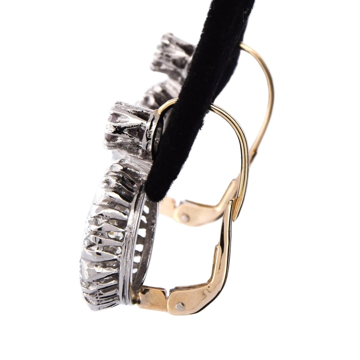 Boucles d'oreilles Dormeuses en platine et diamants - Castafiore
