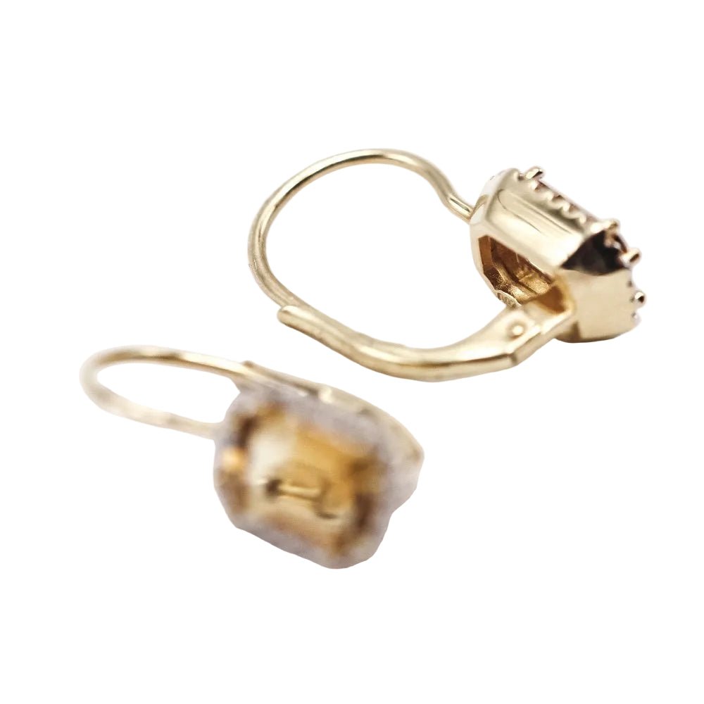 Boucles d'oreilles Dormeuses MONACLE en or jaune, citrines et diamants - Castafiore