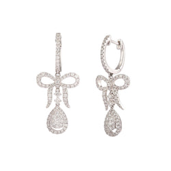 Boucles d'oreilles Dormeuses nœuds en or gris et diamants - Castafiore
