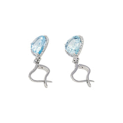 Boucles d'oreilles Dormeuses Or blanc Aigue marine - Castafiore