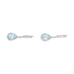 Boucles d'oreilles Dormeuses Or blanc Aigue marine - Castafiore