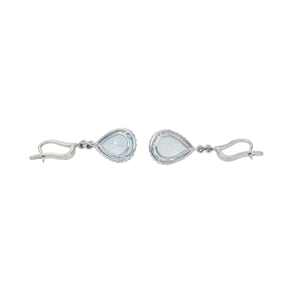 Boucles d'oreilles Dormeuses Or blanc Aigue marine - Castafiore