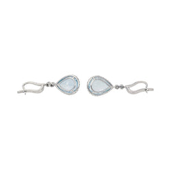 Boucles d'oreilles Dormeuses Or blanc Aigue marine - Castafiore