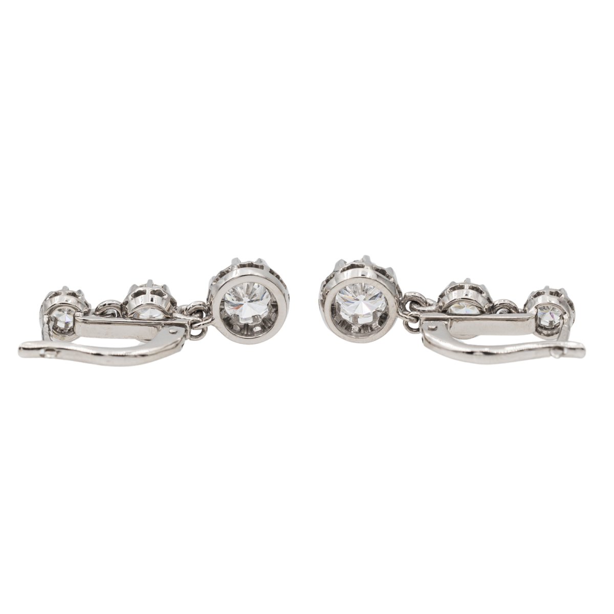 Boucles d'oreilles Dormeuses Or blanc Diamant - Castafiore