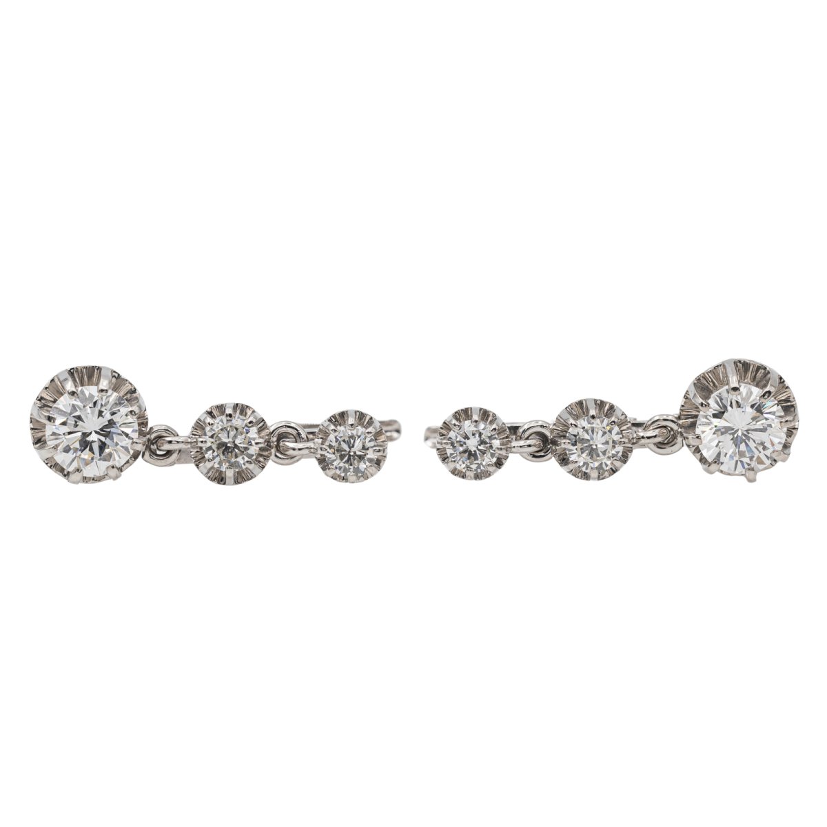 Boucles d'oreilles Dormeuses Or blanc Diamant - Castafiore