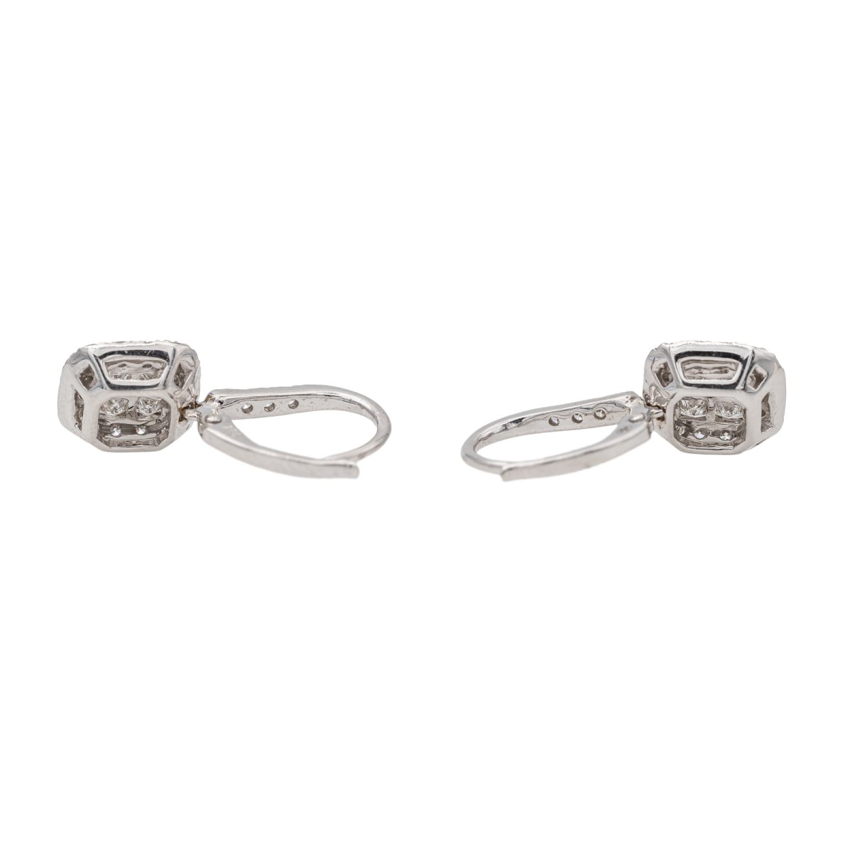 Boucles d'oreilles Dormeuses Or blanc Diamant - Castafiore