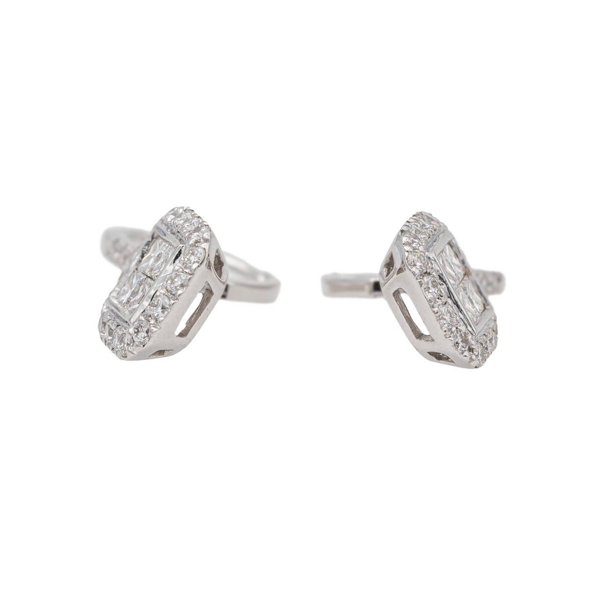 Boucles d'oreilles Dormeuses Or blanc Diamant - Castafiore