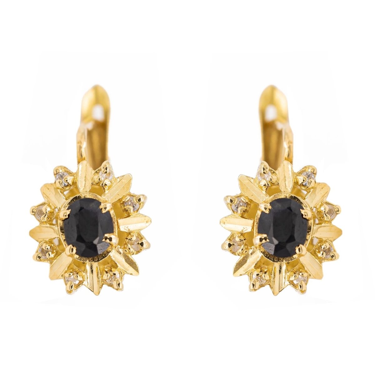 Boucles d'oreilles Dormeuses Or jaune Saphir - Castafiore