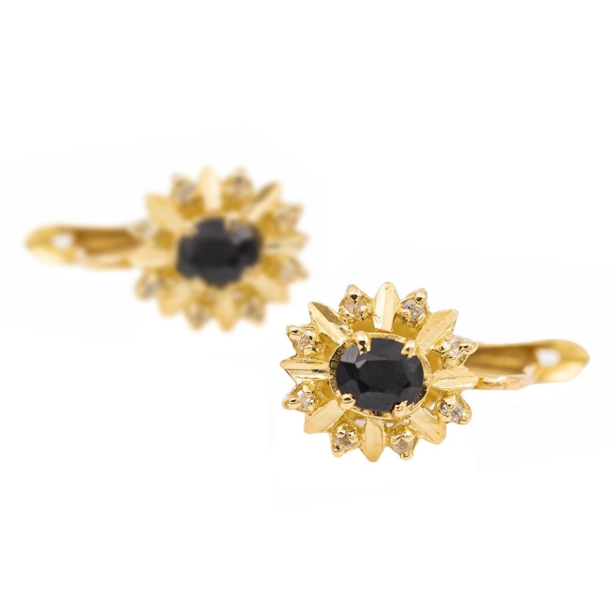 Boucles d'oreilles Dormeuses Or jaune Saphir - Castafiore