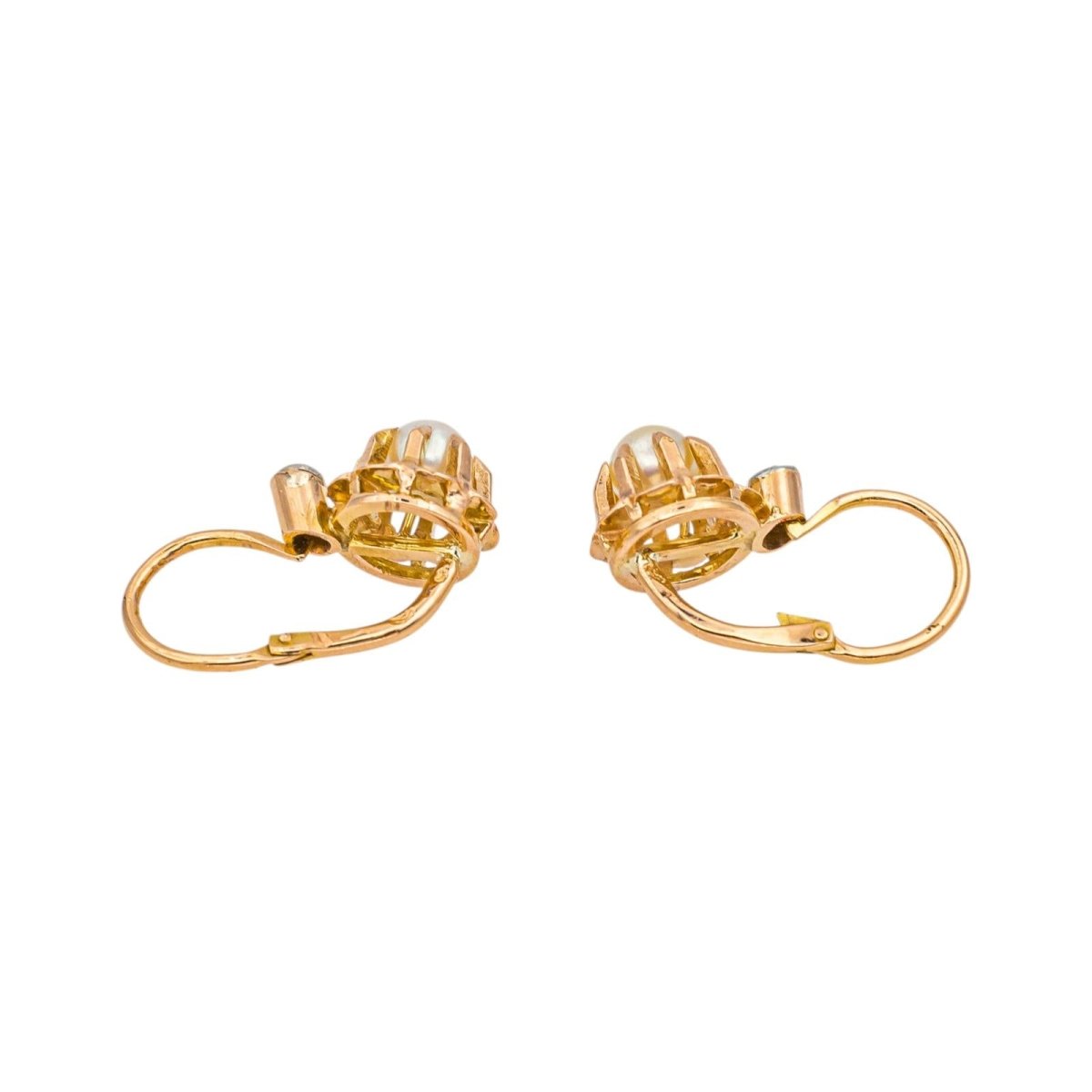 Boucles d'oreilles Dormeuses Or rose Perle - Castafiore