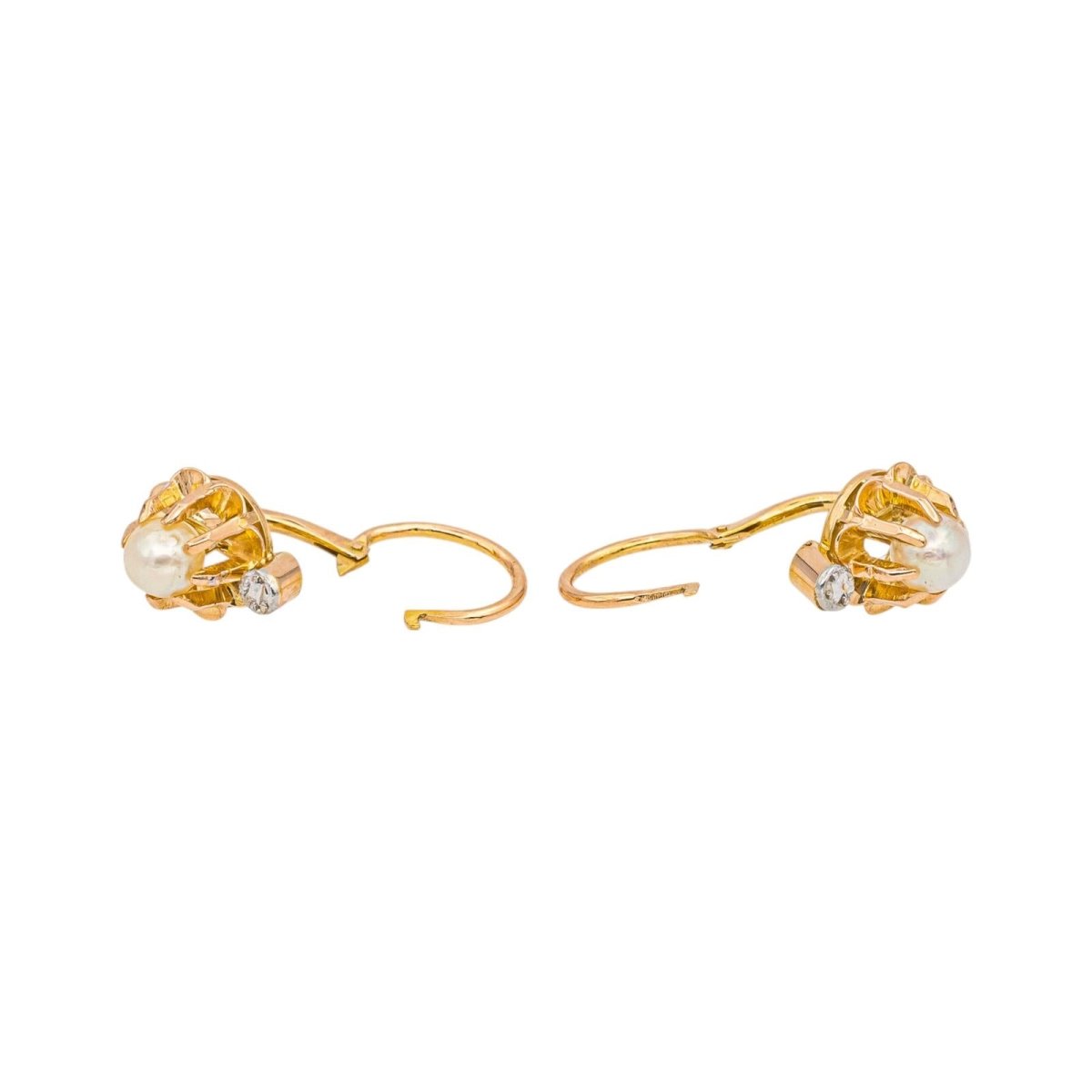 Boucles d'oreilles Dormeuses Or rose Perle - Castafiore