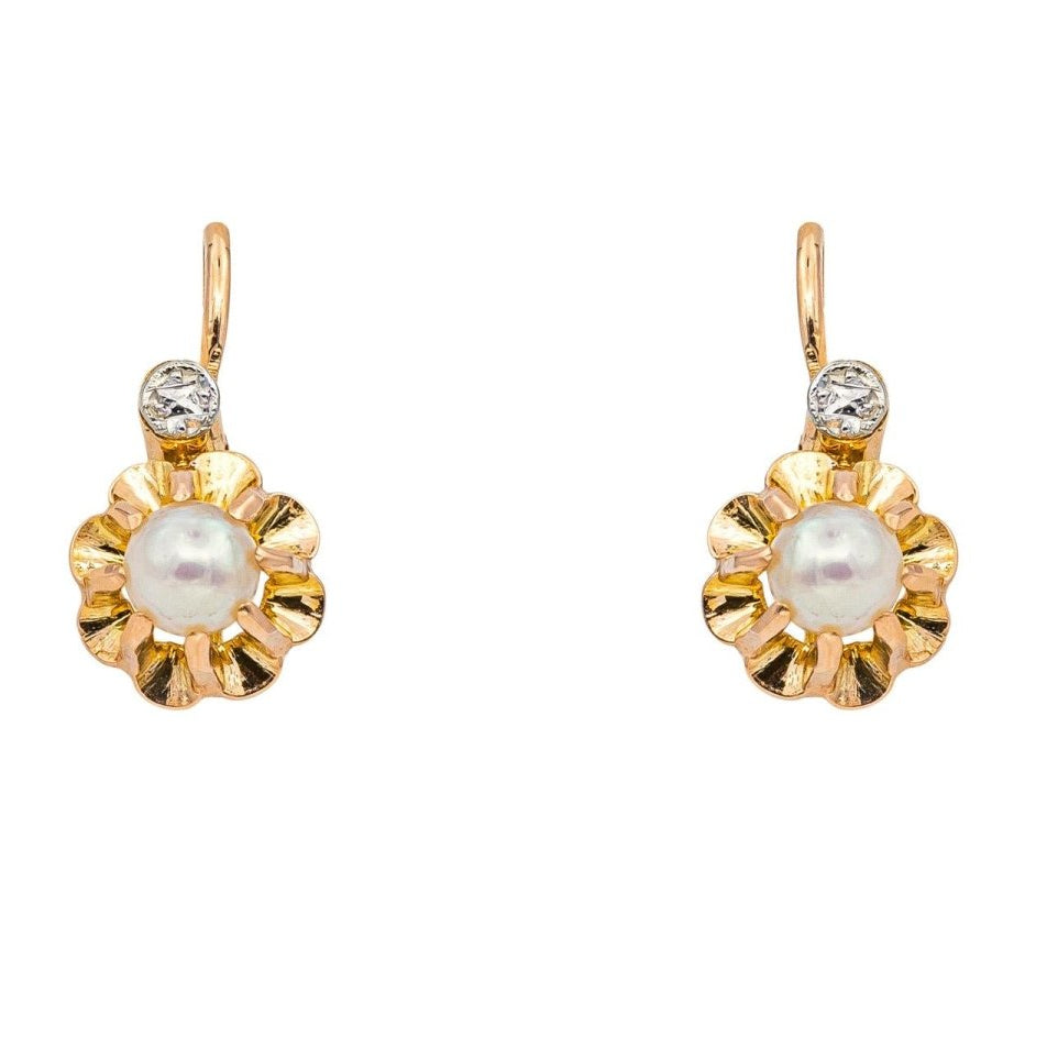Boucles d'oreilles Dormeuses Or rose Perle - Castafiore
