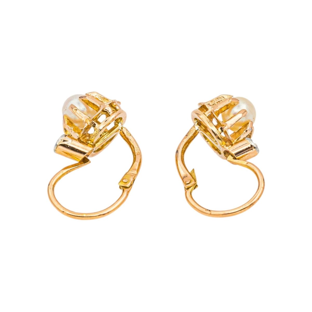 Boucles d'oreilles Dormeuses Or rose Perle - Castafiore