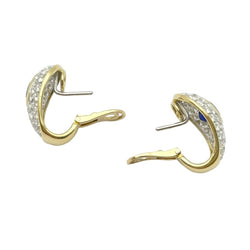 Boucles d'oreilles Dormeuses ORECCHINI en or blanc, or jaune, saphirs et diamants - Castafiore