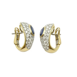 Boucles d'oreilles Dormeuses ORECCHINI en or blanc, or jaune, saphirs et diamants - Castafiore