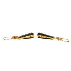 Boucles d'oreilles Dormeuses pendantes en onyx et or jaune - Castafiore