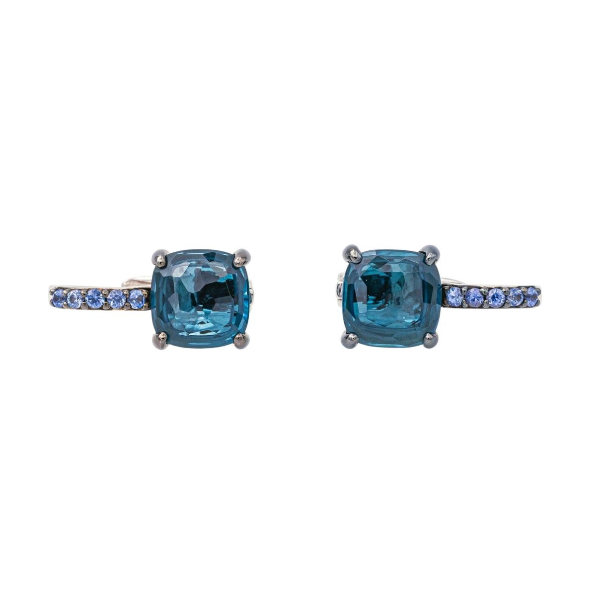 Boucles d'oreilles Dormeuses POMELLATO "Baby" en or blanc, topazes et saphirs - Castafiore