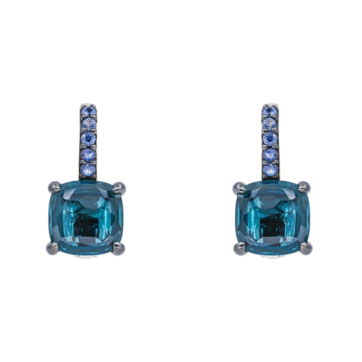 Boucles d'oreilles Dormeuses POMELLATO "Baby" en or blanc, topazes et saphirs - Castafiore