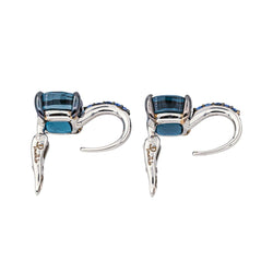 Boucles d'oreilles Dormeuses POMELLATO "Baby" en or blanc, topazes et saphirs - Castafiore