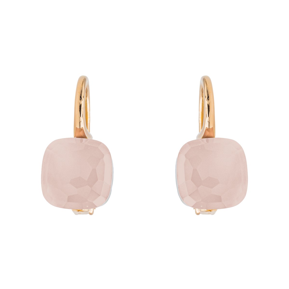 Boucles d'oreilles Dormeuses POMELLATO "Nudo" en or rose et quartz - Castafiore