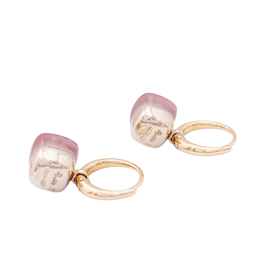 Boucles d'oreilles Dormeuses POMELLATO "Nudo" en or rose, or blanc et quartz - Castafiore