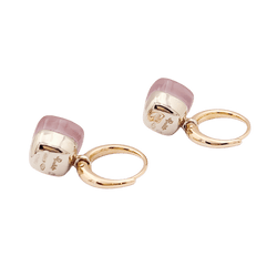 Boucles d'oreilles Dormeuses POMELLATO "Nudo" en or rose, or blanc et quartz - Castafiore