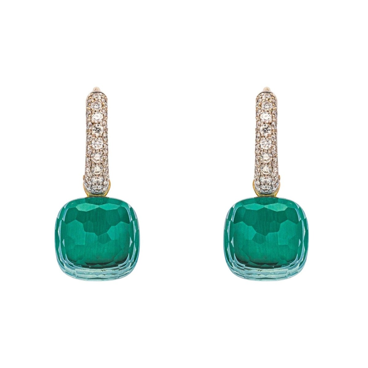 Boucles d'oreilles Dormeuses POMELLATO "Nudo" en or rose, or blanc, topazes et diamants - Castafiore